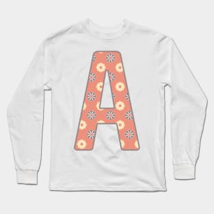 MONOGRAM LETTER A PINK FLORAL TYPOGRAPHY DESIGN Long Sleeve T-Shirt